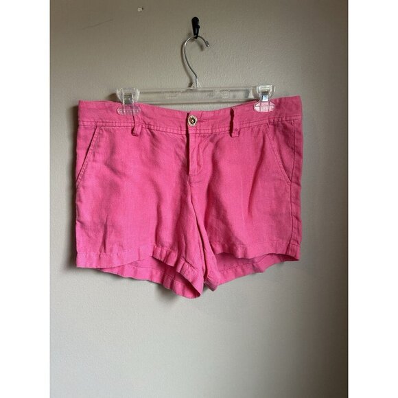Lilly Pulitzer The Calla Shorts Womens Size 6 Hot Pink Barbie 100% Linen Summer - Picture 2 of 11